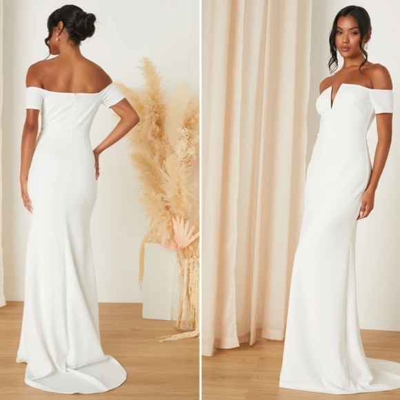 LULU's Bridal Wedding Chic Modern Sexy Minimalist Mermaid Trumpet Gown - Picture 3 of 3